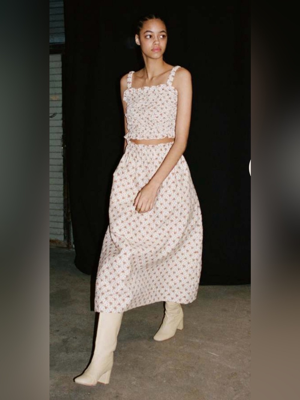 Sea New York Wilma Cream Midi Skirt with Floral Print